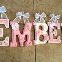 Custom Pink Nursery Wooden Name Letters - Beveled Wall Decor - thumbnail 2