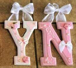 Custom Pink Nursery Wooden Name Letters - Beveled Wall Decor - thumbnail 4