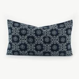 Hmong Indigo Batik Lumbar Pillow Cover - 12x24 - thumbnail 4