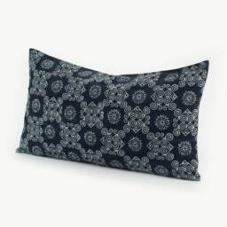 Hmong Indigo Batik Lumbar Pillow Cover - 12x24 - thumbnail 3
