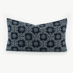 Hmong Indigo Batik Lumbar Pillow Cover - 12x24 - thumbnail 1