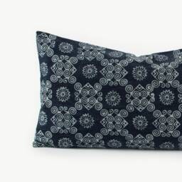 Hmong Indigo Batik Lumbar Pillow Cover - 12x24 - thumbnail 2