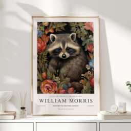 William Morris Print, Art, Exhibition Poster, Raccoon, Uk, Raccoon Gifts - thumbnail 1