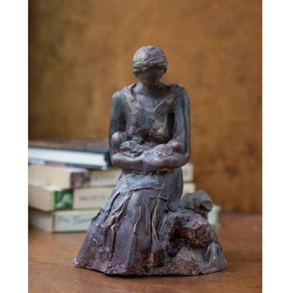 Twins - Original Sculpture Of Mother & Twin Babies - image 1