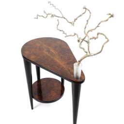 Mid Century Modern Walnut Burl Side Table With Glass Vase - Sculptural Coffee Table, Mcm Table - thumbnail 3