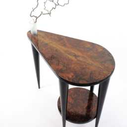 Mid Century Modern Walnut Burl Side Table With Glass Vase - Sculptural Coffee Table, Mcm Table - thumbnail 2