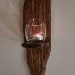 Pair Of Handmade Rustic Solid Oak Candle Sconces Tudor Stain/ Wax Finish .candles Not Included - thumbnail 4