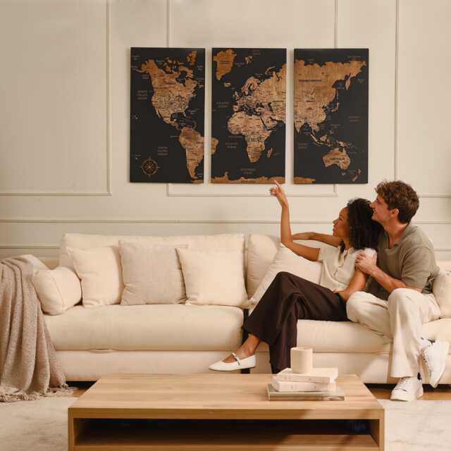 Wooden World Map Wall Art - 3D Push Pin Travel - Large Decor Personalized Gift For Travelers Adventure - image 1