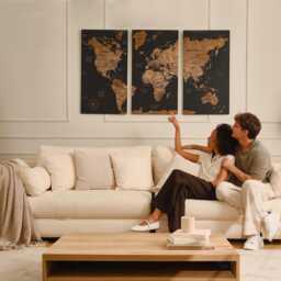 Wooden World Map Wall Art - 3D Push Pin Travel - Large Decor Personalized Gift For Travelers Adventure - thumbnail 1