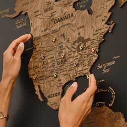 Wooden World Map Wall Art - 3D Push Pin Travel - Large Decor Personalized Gift For Travelers Adventure - thumbnail 2