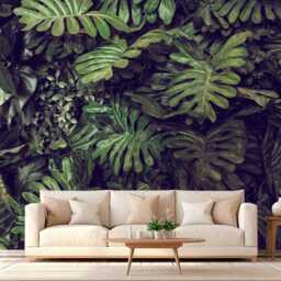 Large Palm Leaves Wall Mural Green Wallpaper Monstera Peel & Stick Wallpaper, Big Leaf Custom Mural, Removable Tropical - thumbnail 3