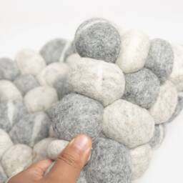 Wool Felt Pebble Rug Perfect For Living Room, Handmade Natural Bed Room & Nursery Mat, Bathroom Stone Pom Rug Fair Trade - thumbnail 2
