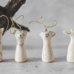Ceramic Ornament White Duck - Hand Painted Christmas Tree Decoration - thumbnail 4