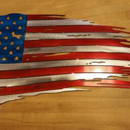 Tattered American Flag Metal Sign Handmade Patriotic Wall Art - 24'' - thumbnail 4