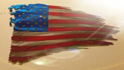 Tattered American Flag Metal Sign Handmade Patriotic Wall Art - 24'' - thumbnail 1