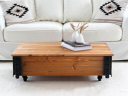 Coffee Table Chest Wooden Box Vintage Shabby Chic - thumbnail 1