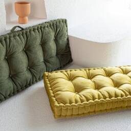 Handcrafted Velvet Bench Cushion Tufted French Seat Pad - thumbnail 2