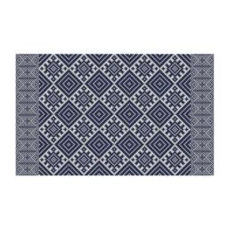 Kilim Rug, Kilim Pattern, Boho Style, Boho Decor, Decorative PVC, Vinyl Mat, Linoleum Rug, Gray, Dark Blue - K-412 - thumbnail 2