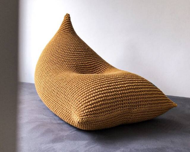 Hand-Knitted Cotton Bean Bag Chair Scandinavian Lounger - image 1