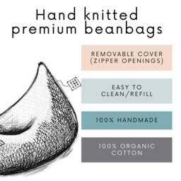 Hand-Knitted Cotton Bean Bag Chair Scandinavian Lounger - thumbnail 3