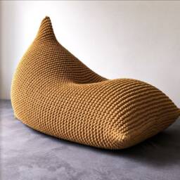 Hand-Knitted Cotton Bean Bag Chair Scandinavian Lounger - thumbnail 2