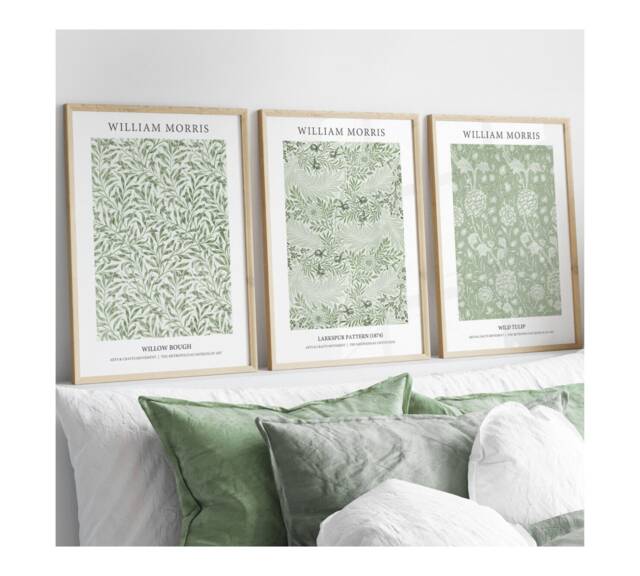 William Morris Prints Green Wall Art Sage Set Of 3 Bedroom Posters Living Room Botanical - image 1