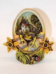 Artist Sculpture Neil Eyre Spring Easter Egg Hunt Daffodil Flower Figurine Frog Or Cat Version Limited Edition Of 50 - thumbnail 2