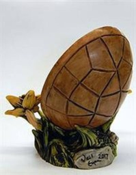 Artist Sculpture Neil Eyre Spring Easter Egg Hunt Daffodil Flower Figurine Frog Or Cat Version Limited Edition Of 50 - thumbnail 3