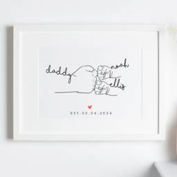 Birth Of Twins Fist Bump Daddy Art, Minimalist Line Art Twins, New Dad Gift, First Father's Day - thumbnail 1
