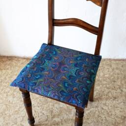 "Art-Deco Pillow Case, Organic-Cotton Marbling 40x40cm 16x16"" 50x50cm 20x20" - thumbnail 3