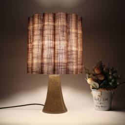 Brown Plaid Fabric Table Lamp Ceramic Base For Personalised Gift-87# - thumbnail 4