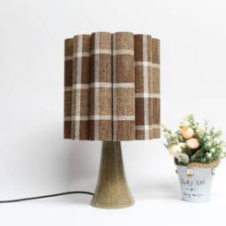 Brown Plaid Fabric Table Lamp Ceramic Base For Personalised Gift-87# - thumbnail 1