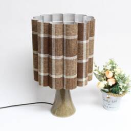 Brown Plaid Fabric Table Lamp Ceramic Base For Personalised Gift-87# - thumbnail 3