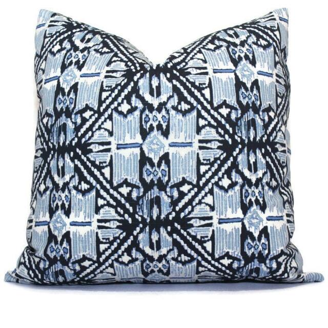 Havana Indigo Blue Wedgewood Trellis Decorative Pillow Cover, 18x18 Throw Pillow, Accent Sham Lacefield Textiles Rts Rmt - image 1