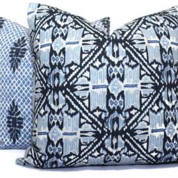 Havana Indigo Blue Wedgewood Trellis Decorative Pillow Cover, 18x18 Throw Pillow, Accent Sham Lacefield Textiles Rts Rmt - thumbnail 3