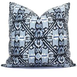 Havana Indigo Blue Wedgewood Trellis Decorative Pillow Cover, 18x18 Throw Pillow, Accent Sham Lacefield Textiles Rts Rmt - thumbnail 2