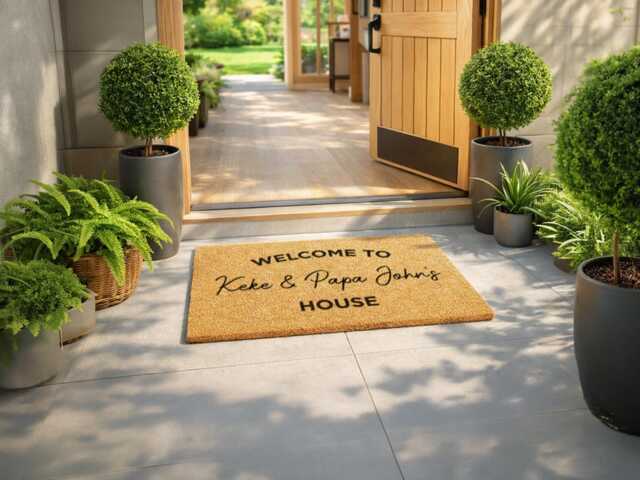 Personalized Gift For Parents - Keke & Papa John's House Custom Welcome Mat - image 1