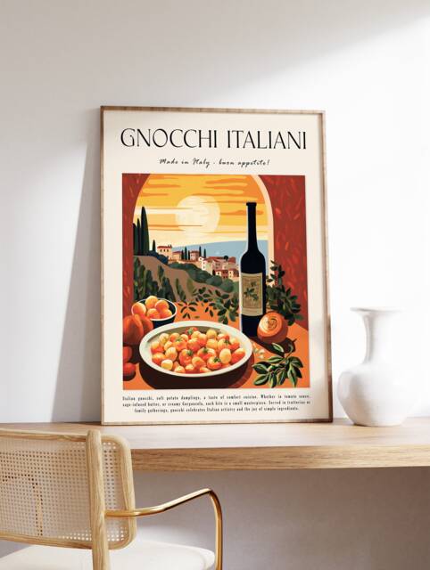 Italian Food Poster, Gnocchi Print, Pasta Art, Kitchen Decor, Restaurant Wall Gift For Cook - image 1