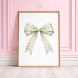 Sage Bow Nursery Prints - Set Of 3 Girls Wall Art, Custom Name Decor - thumbnail 3