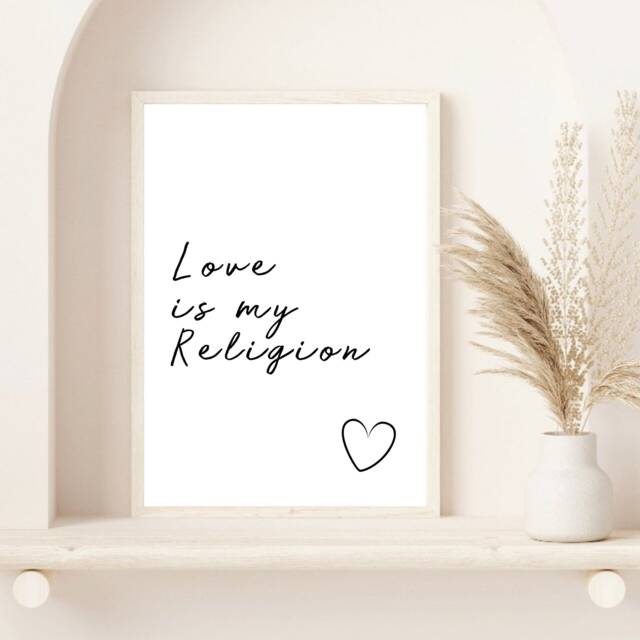 Love Is My Religion Art Print - Inspiring Wall Prints Ziggy Marley Song Lyrics Quote Uplifting - image 1