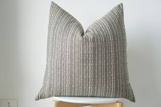 Gray Striped Pillow Cover - image 1