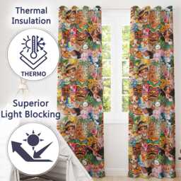 Cute Hawaiian Kids Tiki Mask Pineapple Soft Beige Background Seamless Pattern Readymade Eyelet Ring Top Thermal 100% Blackout Curtains - thumbnail 3