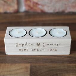 Personalised Wooden Tea Light Candle Holder New Home Gift - First Homeowner - thumbnail 2