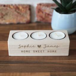 Personalised Wooden Tea Light Candle Holder New Home Gift - First Homeowner - thumbnail 3