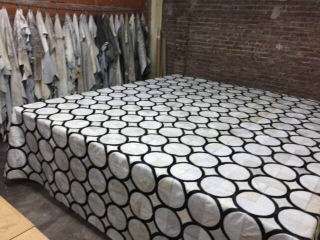 Cowhide Patchwork Rug Raw Leather Argentina - Free Shipping Rug, Model Bs.as 6' X 8', Mix Of Whites & Black - image 1