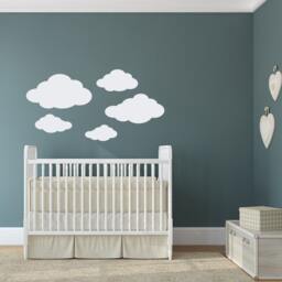 Cloud Wall Decal Set Neutral Nursery Decor, Kids Room Art Ww18 - thumbnail 1