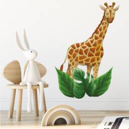 Safari Wall Stickers, Individual Jungle Animal Nursery Decals, Elephant, Giraffe, Pink Flamingo, Hippo & Monkey Tree, Fabric Watercolours - thumbnail 2