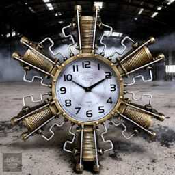 Wall Clock Industrial Style Steampunk Large Piston Engine 45cm Metal Rustic Feel