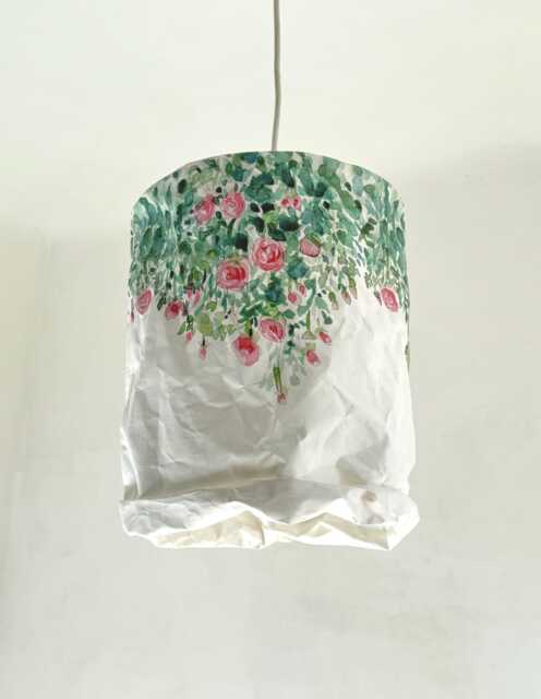 Rose Print Paper Lampshade, Washable Design Lamp, Pendant Light, Lighting - image 1