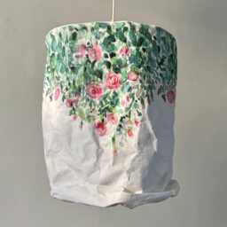 Rose Print Paper Lampshade, Washable Design Lamp, Pendant Light, Lighting - thumbnail 2